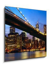 Obraz 1D - 50 x 50 cm F_F51808000 - Manhattan panorama with Brooklyn Bridge at sunset in New York - Manhattan panorama s Brooklynskm mostem pi zpadu slunce v New Yorku