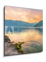 Obraz 1D - 50 x 50 cm F_F53739902 - Sunset on the sea with the  foggy mountains