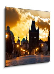 Obraz   sunrise over Prague  look from Charles (Karluv) bridge, 50 x 50 cm