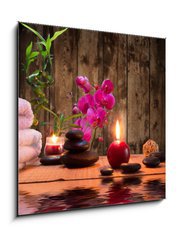 Obraz   massage  bamboo  orchid, towels, candles stones, 50 x 50 cm