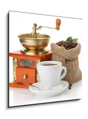 Obraz 1D - 50 x 50 cm F_F55881191 - cup of coffee and beans on white