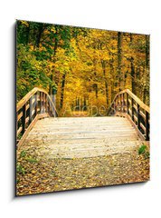 Sklenn obraz 1D - 50 x 50 cm F_F57169928 - Bridge in autumn park