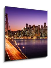 Obraz 1D - 50 x 50 cm F_F57853027 - San Francisco skyline and Bay Bridge at sunset, California - San Francisco panorama a Bay Bridge při západu slunce, Kalifornie