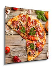 Obraz 1D - 50 x 50 cm F_F58606302 - Sausage pizza - Klobsa pizza