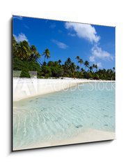 Sklenn obraz 1D - 50 x 50 cm F_F58724072 - Landscape of of Maina Island in Aitutaki Lagoon Cook Islands