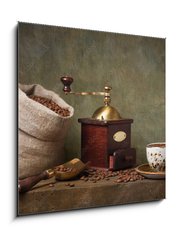 Obraz 1D - 50 x 50 cm F_F61329074 - Still life with cup of coffee and grinder