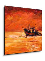 Sklenn obraz 1D - 50 x 50 cm F_F61699570 - Fishing boat