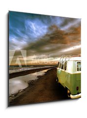 Obraz 1D - 50 x 50 cm F_F62362861 - Strandbild mit Bulli 1