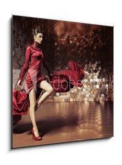 Obraz 1D - 50 x 50 cm F_F62549404 - Glamorous woman with wavy dress - Okouzlujc ena s vlnitmi aty