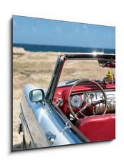 Sklenn obraz 1D - 50 x 50 cm F_F6325595 - cuban vintage car parked on the seacost in havana