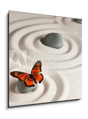 Obraz   Zen rocks with butterfly, 50 x 50 cm