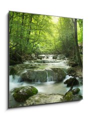 Sklenn obraz 1D - 50 x 50 cm F_F65985516 - forest waterfall