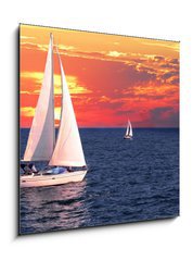 Sklenn obraz 1D - 50 x 50 cm F_F6680599 - Sailboats at sunset