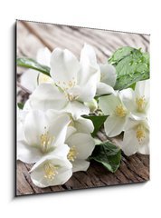 Obraz 1D - 50 x 50 cm F_F67481139 - Jasmine flowers over old wooden table.