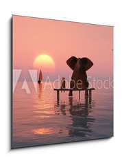 Obraz 1D - 50 x 50 cm F_F68223581 - elephant and dog sitting in the middle of the sea