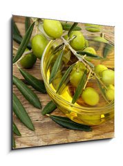 Obraz 1D - 50 x 50 cm F_F69210811 - olive oil and olives - olivov olej a olivy