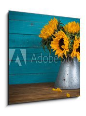 Obraz   sunflower in metal vase, 50 x 50 cm