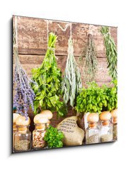 Sklenn obraz 1D - 50 x 50 cm F_F70518876 - various fresh and dried herbs