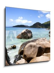 Sklenn obraz 1D - 50 x 50 cm F_F70569144 - beach in Seychelles islands - pl na Seychelskch ostrovech