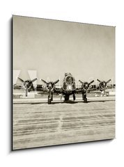 Sklenn obraz 1D - 50 x 50 cm F_F70974591 - Old bomber front view - Pohled zepedu na star bombardr