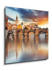 Sklenn obraz 1D - 50 x 50 cm F_F71073714 - Prague - Charles bridge, Czech Republic