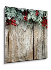 Obraz 1D - 50 x 50 cm F_F71248012 - Christmas fir tree on wooden background - Vnon jedle na devnm pozad