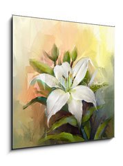 Obraz 1D - 50 x 50 cm F_F71266838 - White lily flower.Flower oil painting