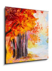 Obraz 1D - 50 x 50 cm F_F71850437 - Oil painting landscape - colorful autumn forest - Olejomalba krajina