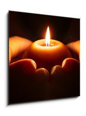 Obraz 1D - 50 x 50 cm F_F72333685 - prayer - candle in hands - modlitba