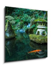 Obraz 1D - 50 x 50 cm F_F72382315 - A Lantern and Waterfall in the Portland Japanese Garden