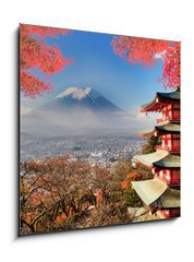 Sklenn obraz 1D - 50 x 50 cm F_F72848283 - Mt. Fuji with fall colors in Japan. - Mt. Fuji s jarnmi barvami v Japonsku.