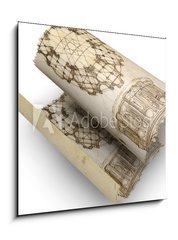 Sklenn obraz 1D - 50 x 50 cm F_F74160491 - Carta pergamena papiro disegni antichi - Carta pergamena papirov anghi