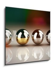 Obraz 1D - 50 x 50 cm F_F74875228 - Leadership concept with golden sphere and many chrome spheres