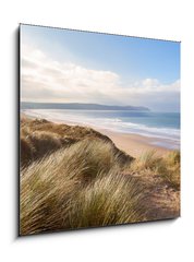 Obraz 1D - 50 x 50 cm F_F75128584 - Sand Dunes and Woolacombe Beach - Psen duny a pl Woolacombe