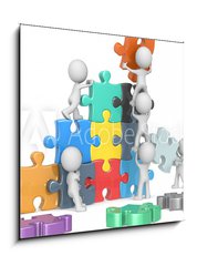 Obraz 1D - 50 x 50 cm F_F75911933 - The Team.The dude x 9 building colorful puzzle from blueprint. - The Team.The frajer x 9 budova barevné puzzle z modrotisku.