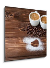 Sklenn obraz 1D - 50 x 50 cm F_F76842456 - espresso coffee with sugar powdered heart