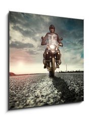 Sklenn obraz 1D - 50 x 50 cm F_F77068890 - Motard sur la route - Motard sur la trase