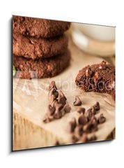 Sklenn obraz 1D - 50 x 50 cm F_F78547731 - Double chocolate chip cookies - Dvojit okoldov cookie