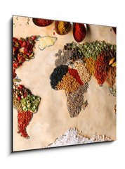 Obraz 1D - 50 x 50 cm F_F79106209 - Map of world made from different kinds of spices, close-up