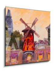 Obraz 1D - 50 x 50 cm F_F79670064 - Oil painting cityscape - Moulin rouge, Paris, France