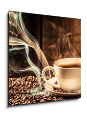 Obraz 1D - 50 x 50 cm F_F80280920 - Taste coffee cup with roasted seeds - Chu lek kvy s praenmi semnky