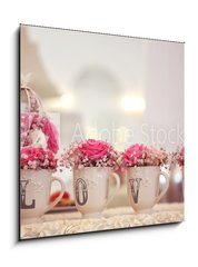 Sklenn obraz 1D - 50 x 50 cm F_F81103537 - Beautifully decorated wedding table with flowers - Krsn zdoben svatebn stl s kvtinami