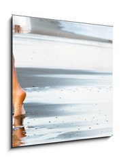 Obraz 1D - 50 x 50 cm F_F81152992 - Woman walking on sand beach