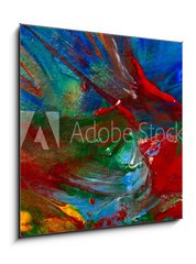 Sklenn obraz 1D - 50 x 50 cm F_F81846317 - wet acrylic paint on canvas closeup - mokr akrylov barvy na pltn closeup