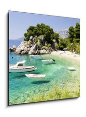 Sklenn obraz 1D - 50 x 50 cm F_F81981240 - beach in Brela to Makarska Riviera, Dalmatia, Croatia