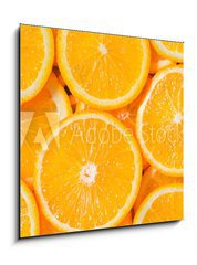 Sklenn obraz 1D - 50 x 50 cm F_F82047365 - Orange Slices Background - Oranov pltky pozad