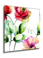 Sklenn obraz 1D - 50 x 50 cm F_F83697132 - Seamless wallpaper with spring flowers