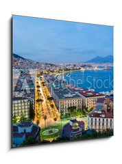 Sklenn obraz 1D - 50 x 50 cm F_F84665162 - Naples, Italy, view of the bay and Vesuvius Volcano by night, from Posillipo