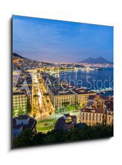 Sklenn obraz 1D - 50 x 50 cm F_F84665936 - Naples, Italy, view of the bay and Vesuvius Volcano by night, from Posillipo