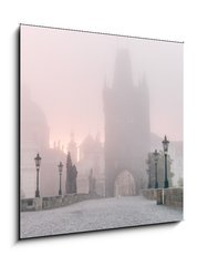 Sklenn obraz 1D - 50 x 50 cm F_F85888464 - Charles Bridge in Prague at foggy morning - Karlv most v Praze na mlhavm rnu